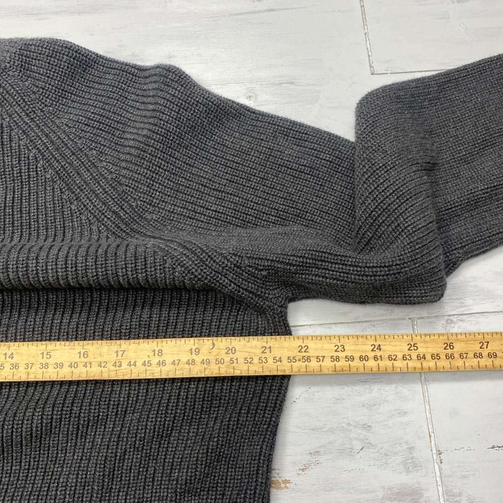 Quince Organic Cotton Ribbed Stitch Crewneck Sweater Mens M Charcoal Heather - Picture 7 of 8